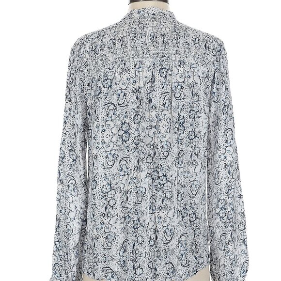 Lucky Brand Size XL Long sleeve Blue and white patterned blouse - Picture 2 of 8